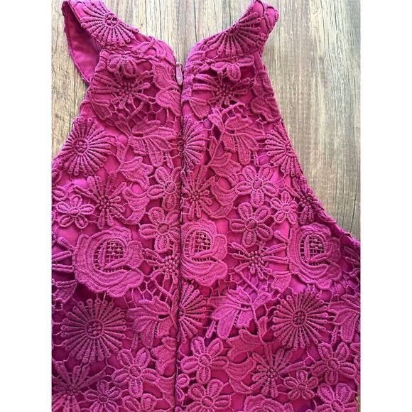 Lulus Love Poem Lace Mini Dress Magenta Pink Size S Party Cocktail - Picture 9 of 15